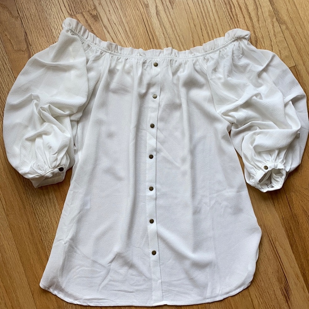 Ivory shear off the shoulder blouse